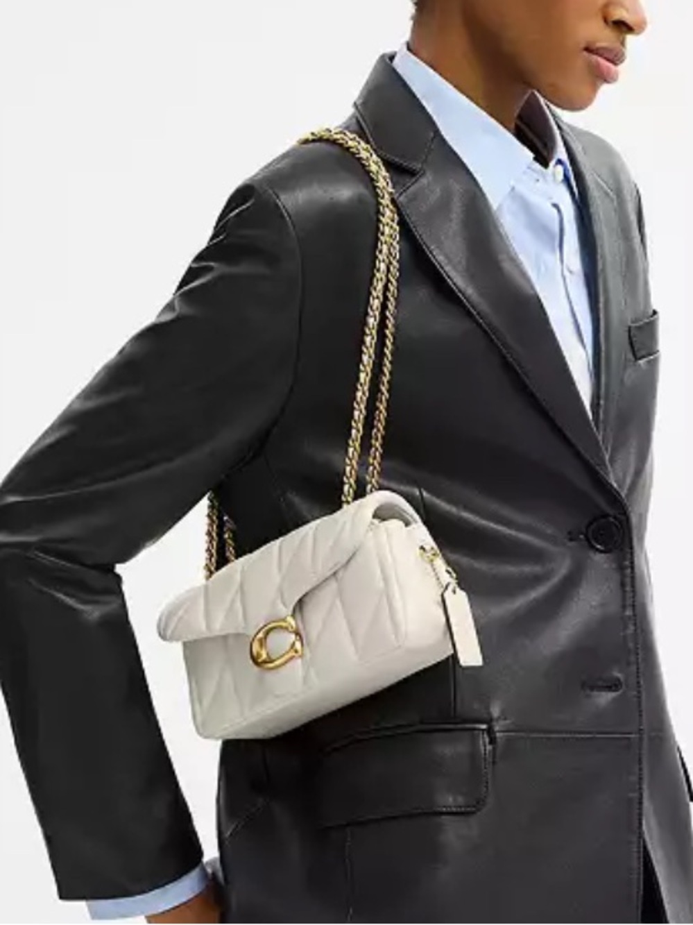 Coach Tabby Shoulder Bag 20 in Chalk and Brass - Picture 2 of 14